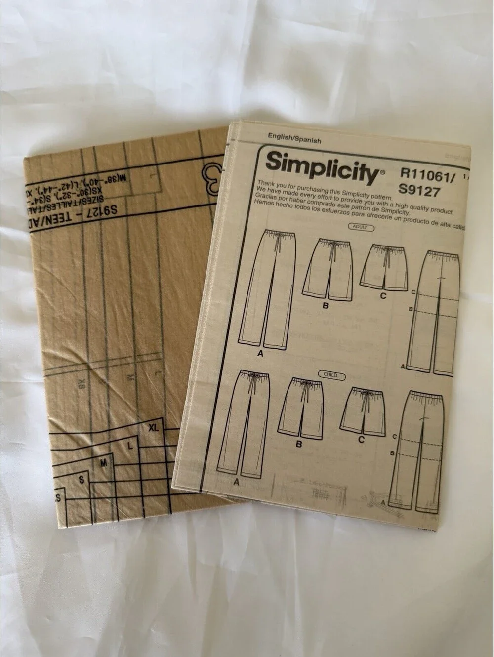 Simplicity R11061 Easy to Sew Pants Pattern Unisex Children Men Women Uncut NEW